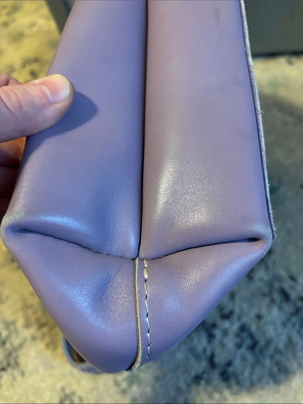 Portland Leather Mini Crossbody Tote Zip Lavender Purple Genuine Handbag Purse